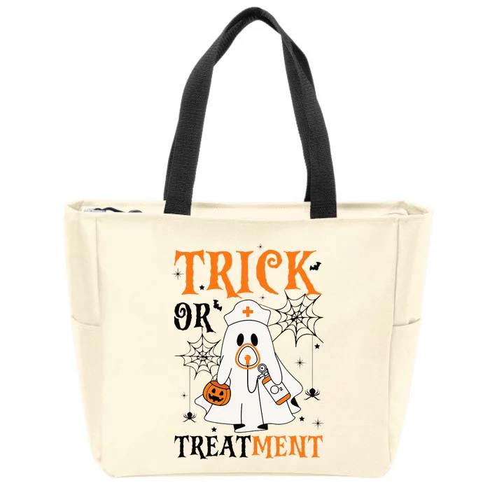 Trick Or Treatment Respiratory Therapist Nurse Halloween Zip Tote Bag