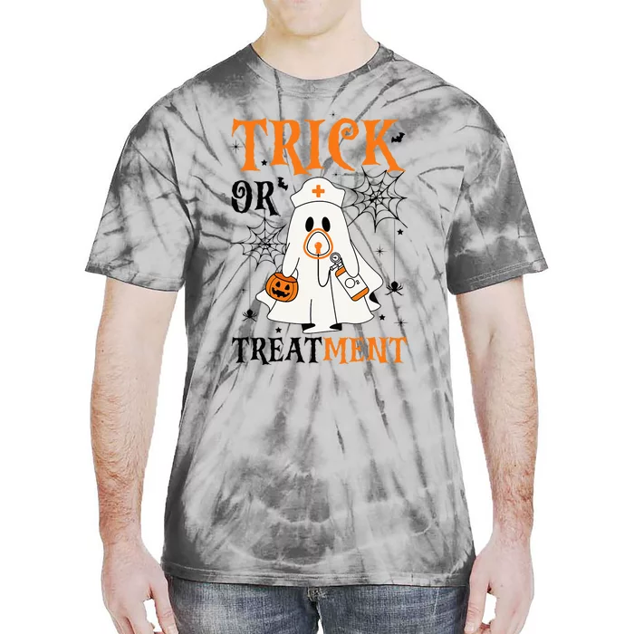 Trick Or Treatment Respiratory Therapist Nurse Halloween Tie-Dye T-Shirt