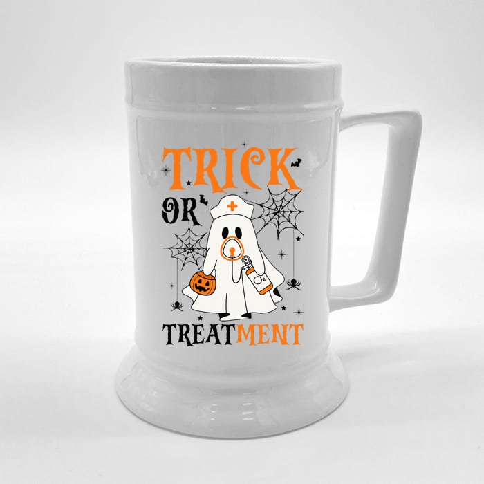 Trick Or Treatment Respiratory Therapist Nurse Halloween Front & Back Beer Stein