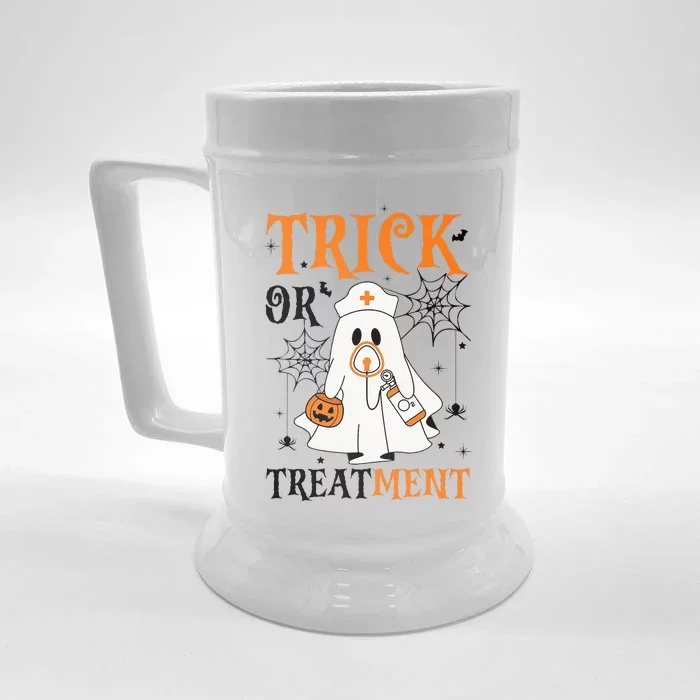 Trick Or Treatment Respiratory Therapist Nurse Halloween Front & Back Beer Stein