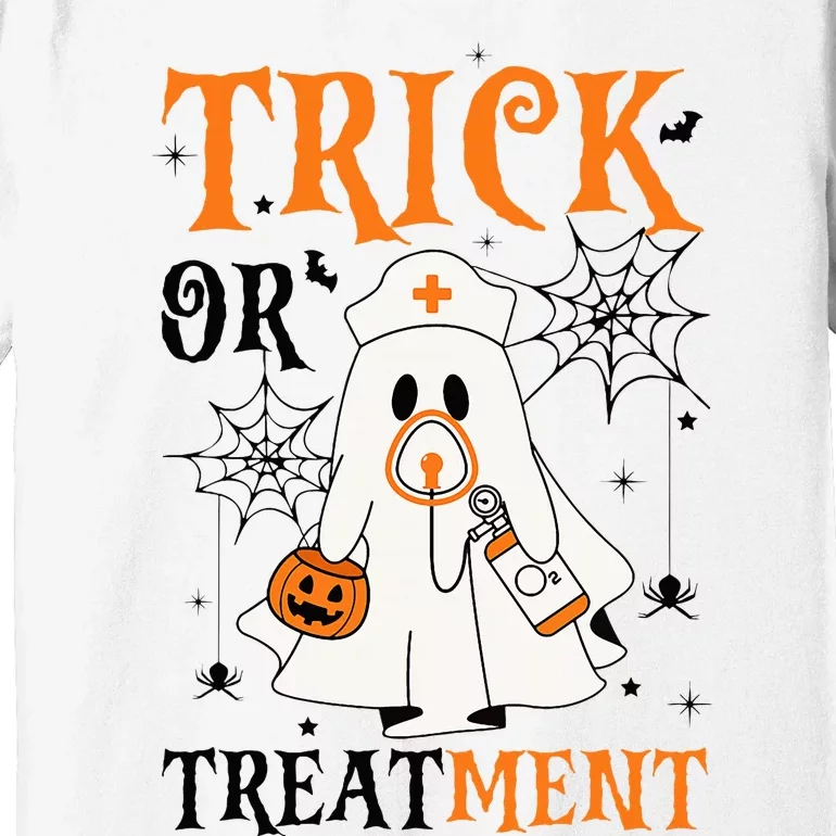 Trick Or Treatment Respiratory Therapist Nurse Halloween Premium T-Shirt