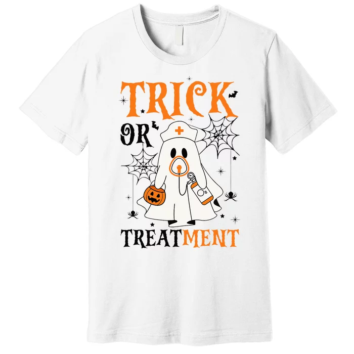 Trick Or Treatment Respiratory Therapist Nurse Halloween Premium T-Shirt