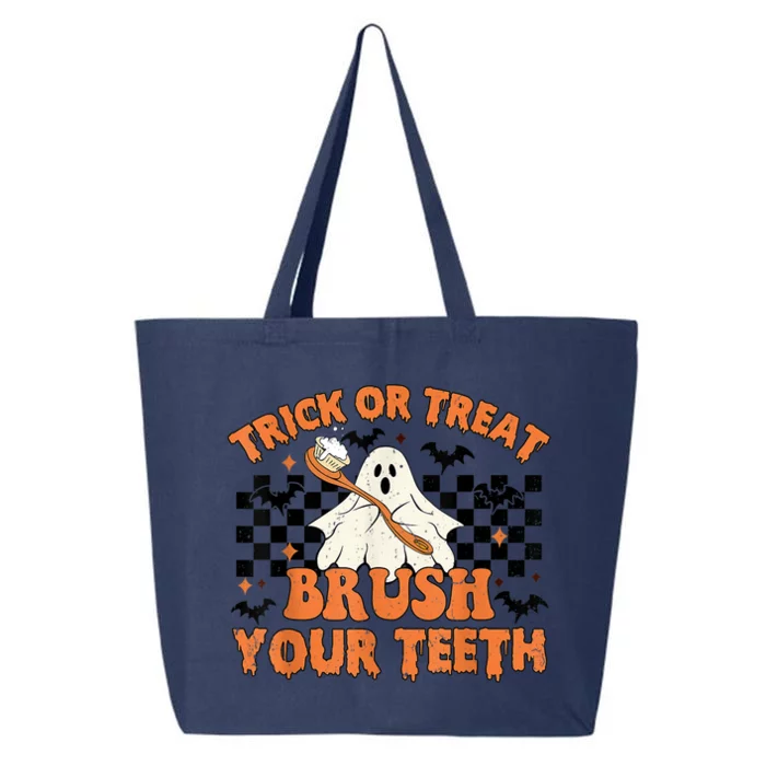 Trick Or Treat Brush Your Teeth Halloween Costume Spooky Gift 25L Jumbo Tote