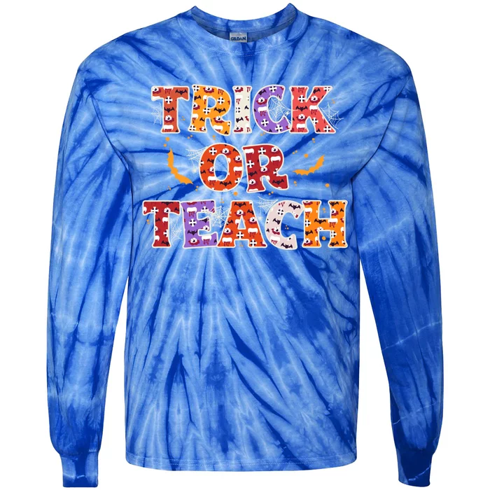 Trick Or Teach Halloween Lazy Costume Teachers And Professors Great Gift Tie-Dye Long Sleeve Shirt