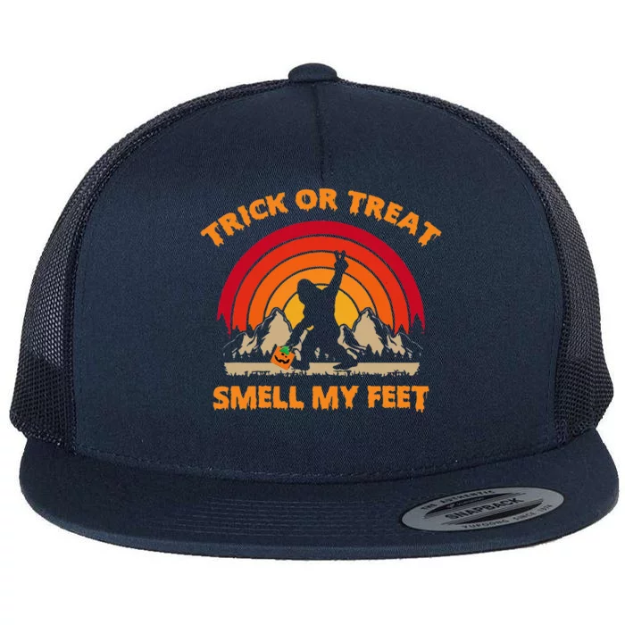 Trick Or Treat Smell My Feet Bigfoot Halloween Funny Flat Bill Trucker Hat