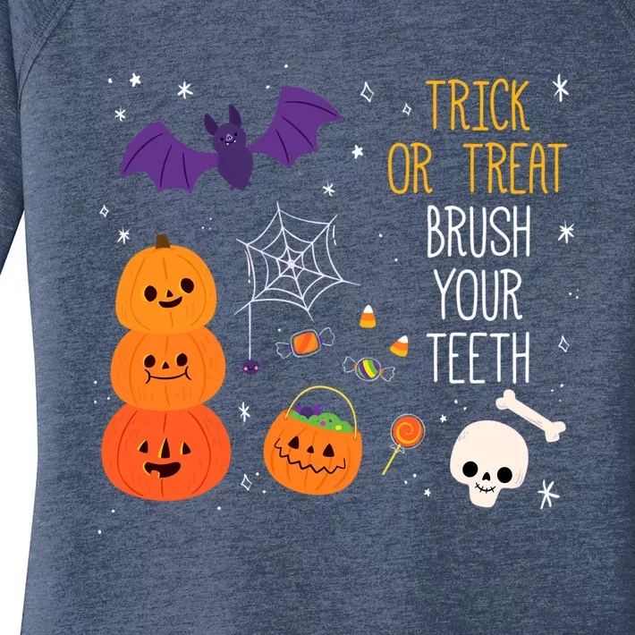 Trick Or Treat Brush Your Teeth Dentist Meaningful Gift Women's Perfect Tri Tunic Long Sleeve Shirt