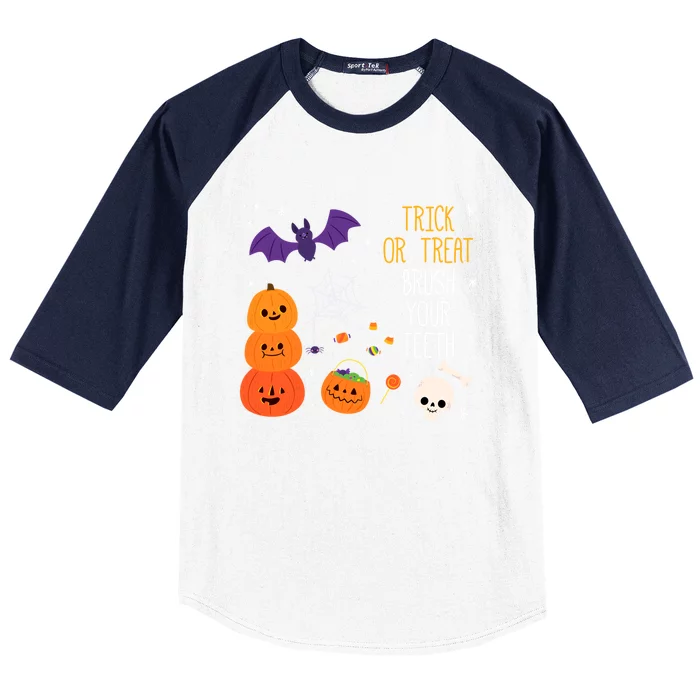 Trick Or Treat Brush Your Teeth Dentist Meaningful Gift Baseball Sleeve Shirt