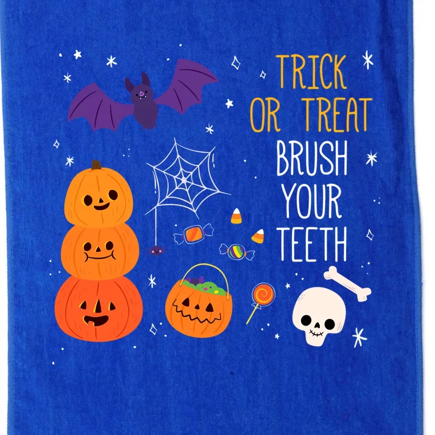 Trick Or Treat Brush Your Teeth Dentist Meaningful Gift Platinum Collection Golf Towel