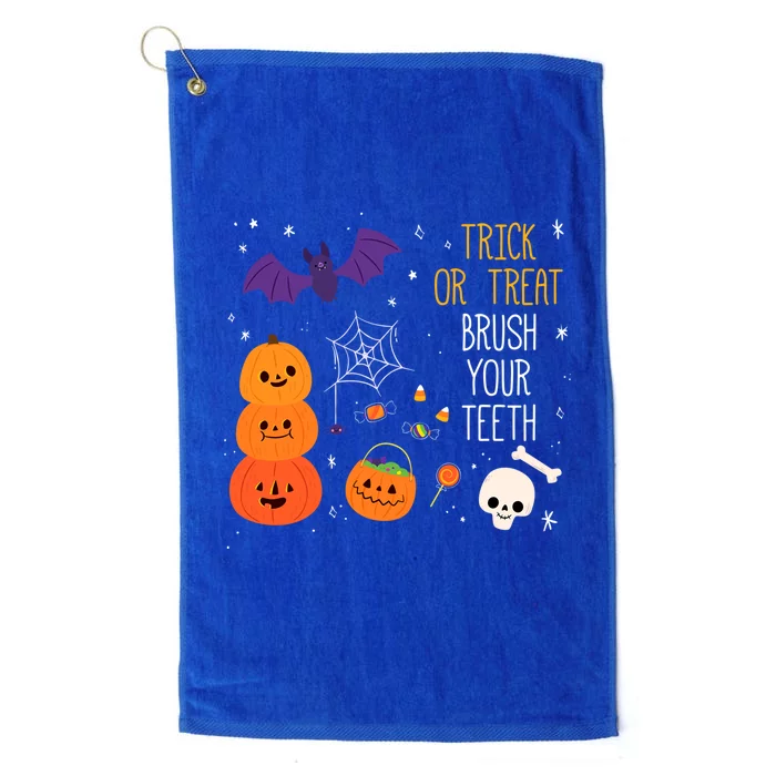 Trick Or Treat Brush Your Teeth Dentist Meaningful Gift Platinum Collection Golf Towel