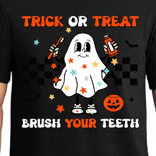 Trick Or Treat Brush Your Teeth Halloween Cute Dentist Gift Pajama Set