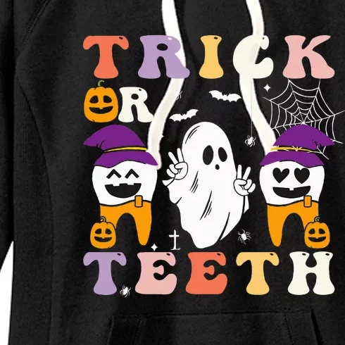 Trick Or Teeth Halloween Costumes Dental Assistant Dentist Women's Fleece Hoodie