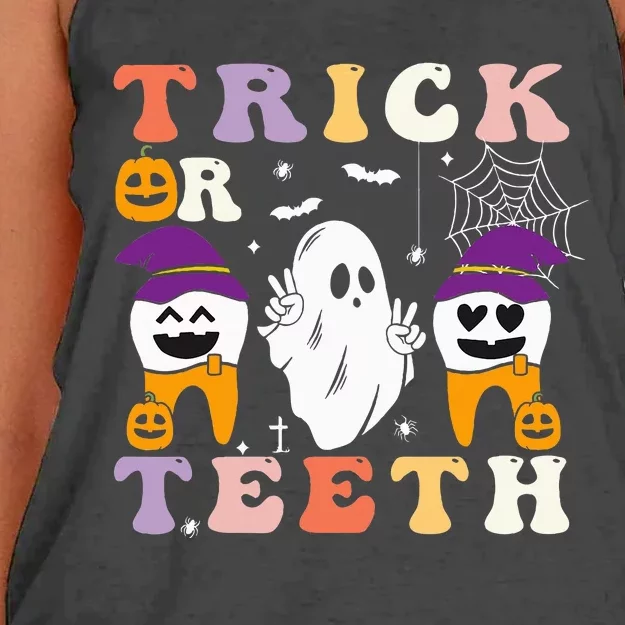 Trick Or Teeth Halloween Costumes Dental Assistant Dentist Women's Knotted Racerback Tank