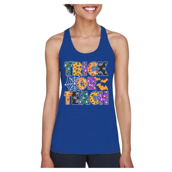 Trick Or Teach Halloween Funny Gift Funny For Teachers Funny Gift Women's Racerback Tank