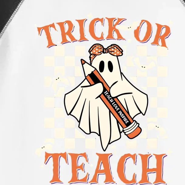 Trick Or Teach Funny Halloween Teacher Spooky Vibes Back To School Toddler Fine Jersey T-Shirt