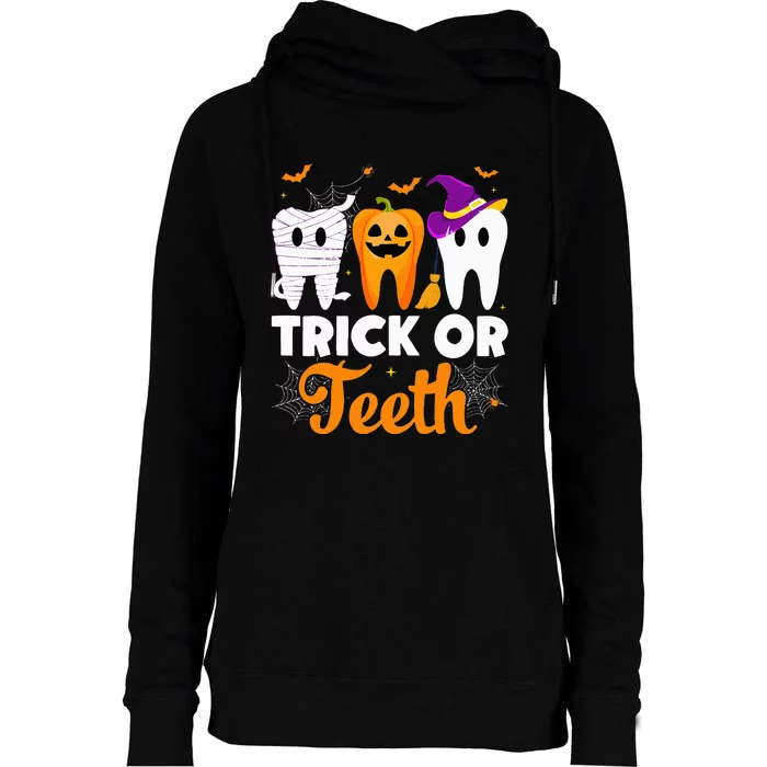 Trick Or Teeth Halloween Costumes Dental Assistant Dentist Womens Funnel Neck Pullover Hood