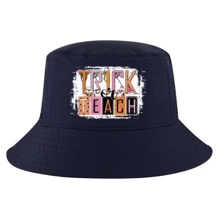 Trick or Teach Floral Groovy Halloween Teacher Retro Ghost Cool Comfort Performance Bucket Hat