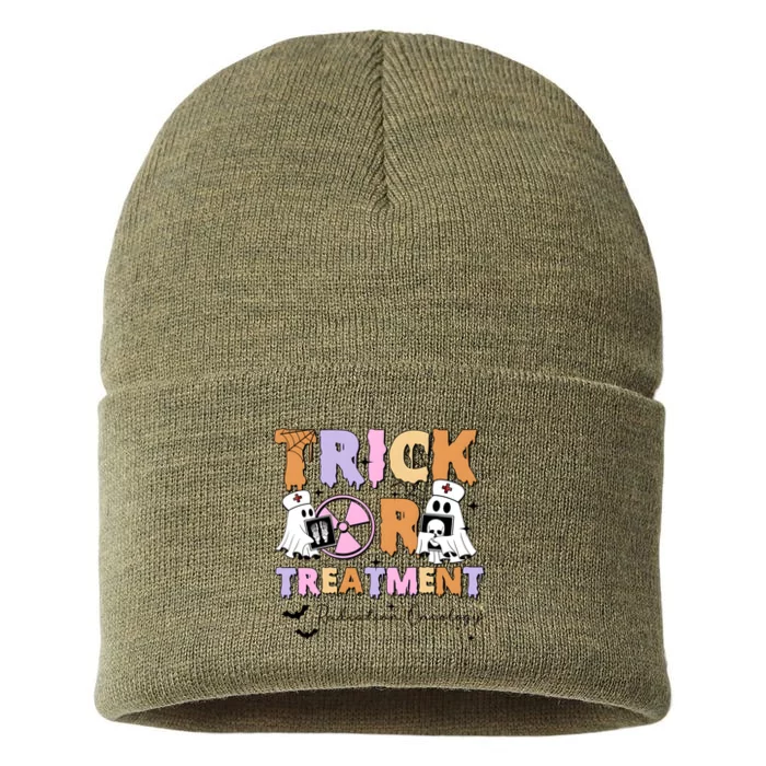 Trick Or Treatment Radiation Oncology Halloween Sustainable Knit Beanie