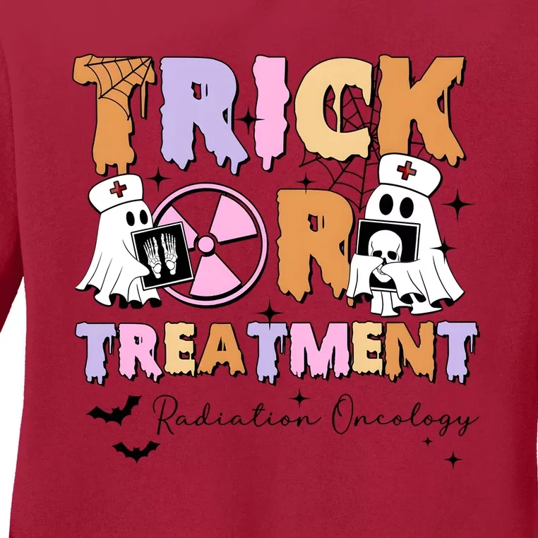 Trick Or Treatment Radiation Oncology Halloween Ladies Long Sleeve Shirt