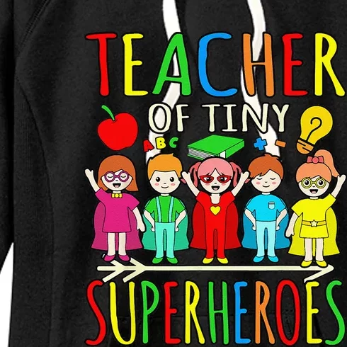 Teacher Of Tiny Superheroes First Day Back To School Graphic Women's Fleece Hoodie