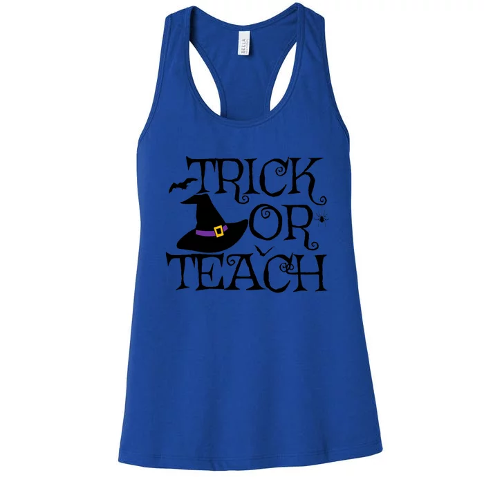 Trick Or Teach Funny Halloween Teacher Costume Humor Gift Women's Racerback Tank