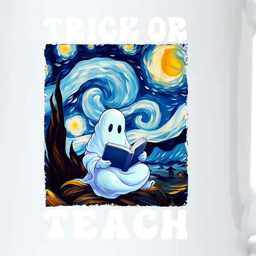 Trick Or Teach Cute Ghost Reading Book Teacher Halloween Gift Black Color Changing Mug