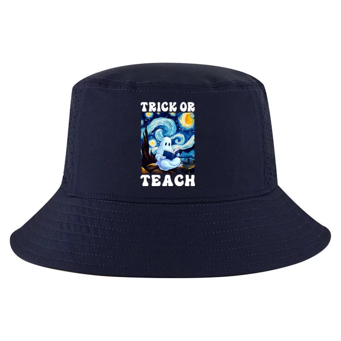 Trick Or Teach Cute Ghost Reading Book Teacher Halloween Gift Cool Comfort Performance Bucket Hat