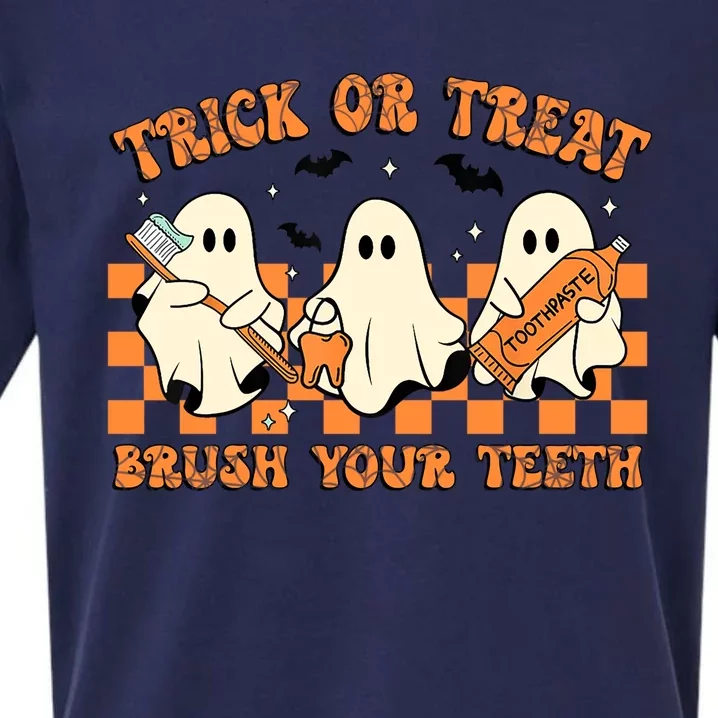 Trick Or Treat Brush Your Teeth Halloween Spooky Dental Assi Gift Sueded Cloud Jersey T-Shirt