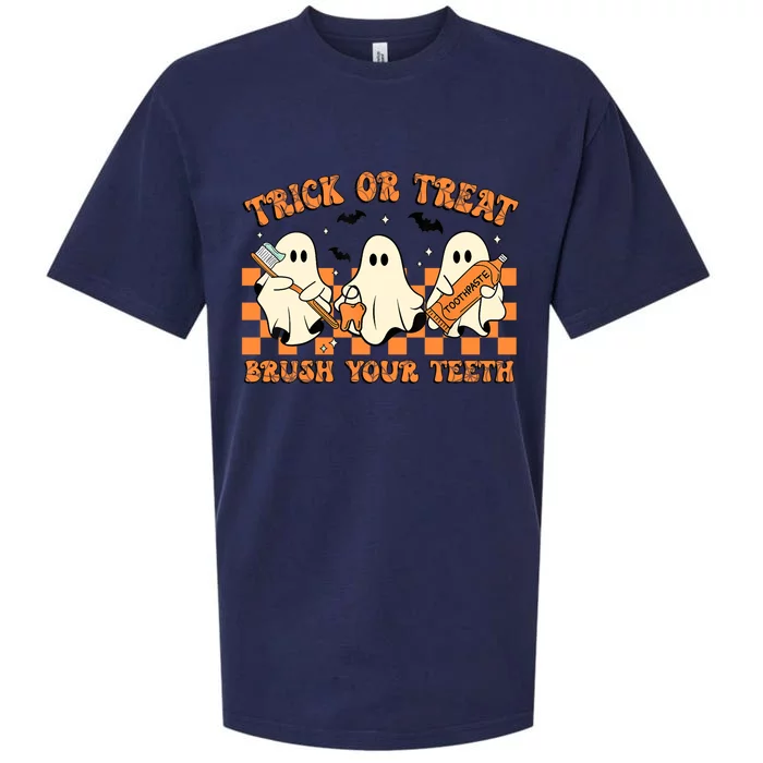 Trick Or Treat Brush Your Teeth Halloween Spooky Dental Assi Gift Sueded Cloud Jersey T-Shirt