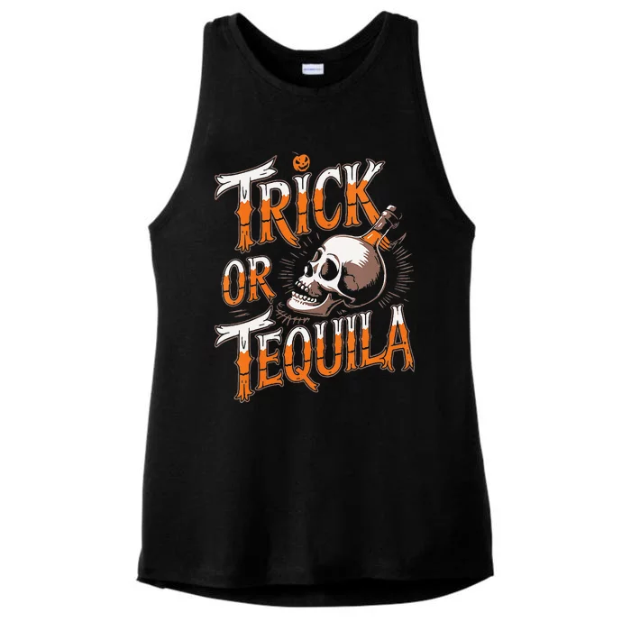 Trick Or Tequila Lover Halloween Drink Ladies Tri-Blend Wicking Tank