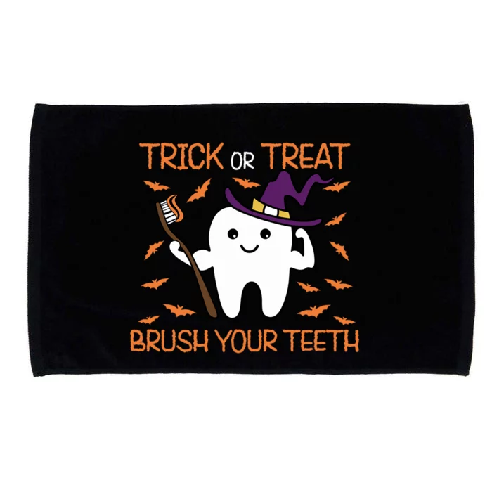 Trick Or Treat Brush Your Teeth Halloween Spooky Dentist Great Gift Microfiber Hand Towel