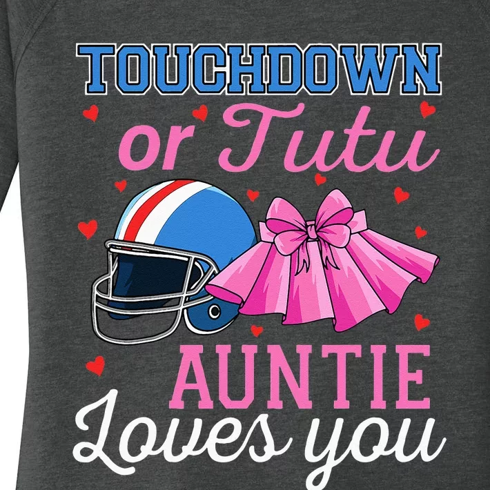 Touchdown Or Tutu Auntie Loves You Football Baby Shower Women's Perfect Tri Tunic Long Sleeve Shirt