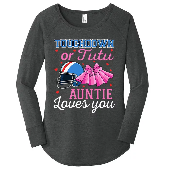 Touchdown Or Tutu Auntie Loves You Football Baby Shower Women's Perfect Tri Tunic Long Sleeve Shirt