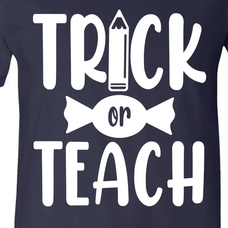 Trick Or Teach Halloween Teacher V-Neck T-Shirt