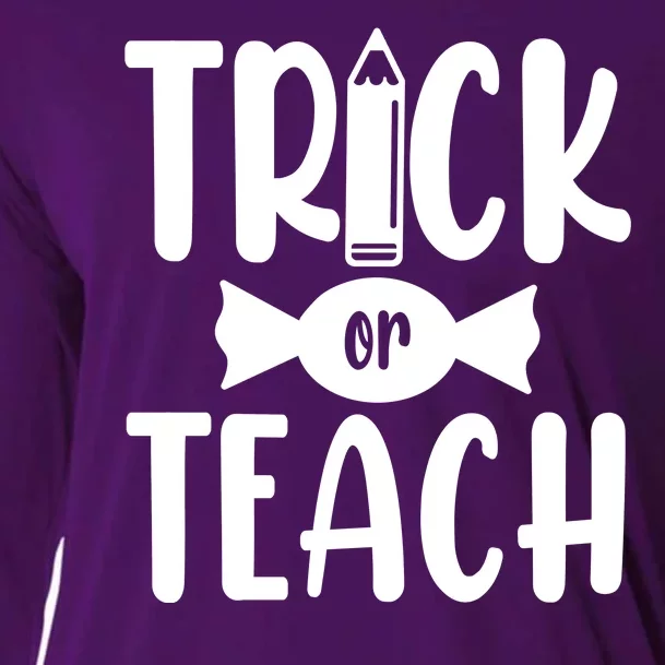 Trick Or Teach Halloween Teacher Cooling Performance Long Sleeve Crew