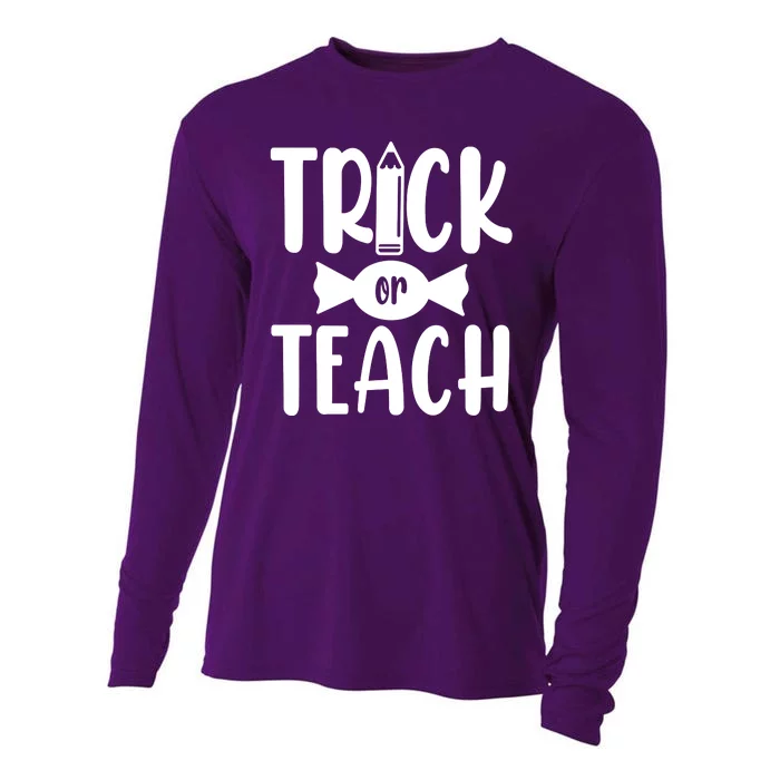 Trick Or Teach Halloween Teacher Cooling Performance Long Sleeve Crew