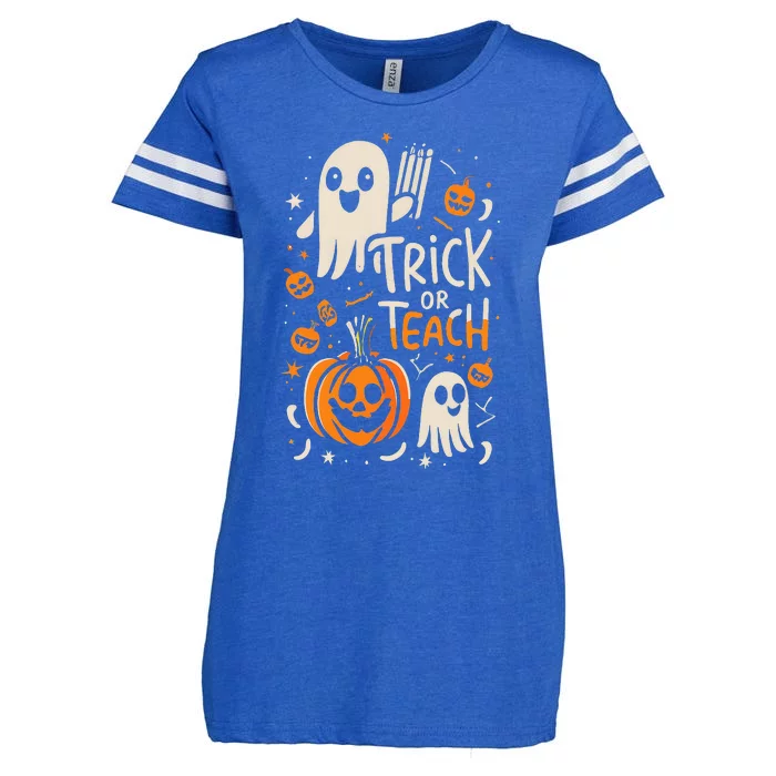 Trick Or Teach Halloween Teacher Enza Ladies Jersey Football T-Shirt