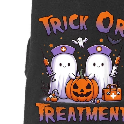 Trick Or Treatment Cute Ghost Paramedic Halloween Nurse Doggie 3-End Fleece Hoodie