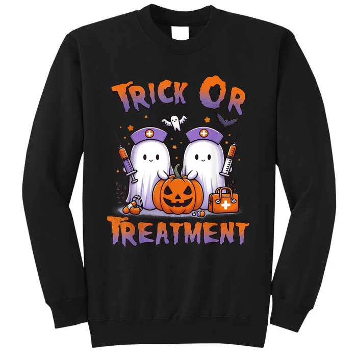 Trick Or Treatment Cute Ghost Paramedic Halloween Nurse Sweatshirt