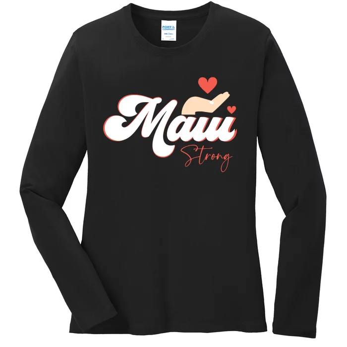 Vintage Strong Maui Hawaii Island I Love Hawaii Ladies Long Sleeve Shirt