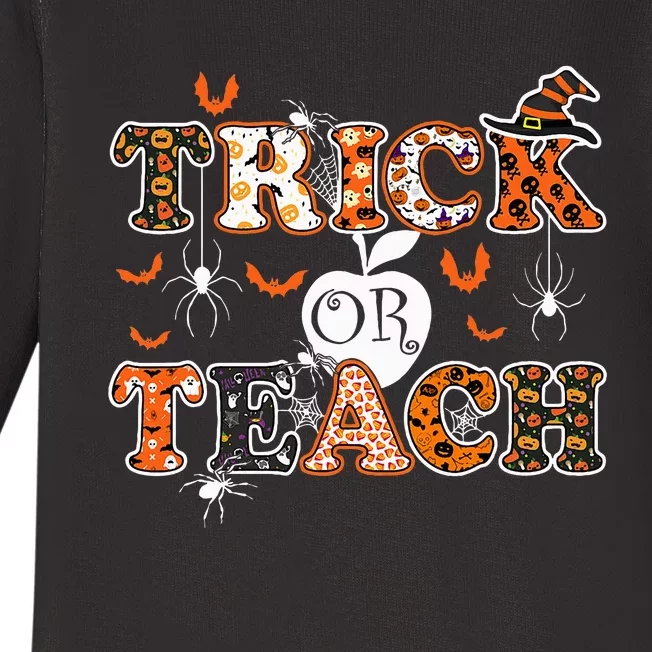 Trick Or Teach Funny Teacher Halloween Costume 2020 Gifts Baby Long Sleeve Bodysuit