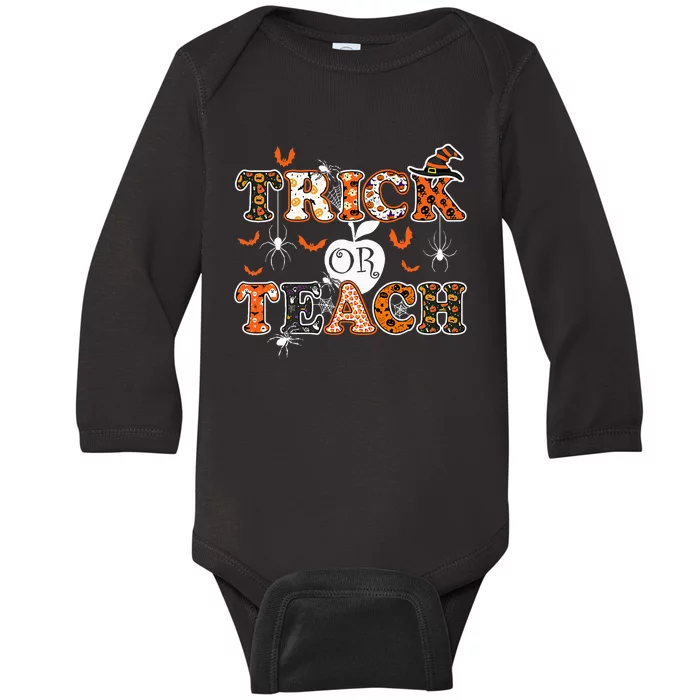 Trick Or Teach Funny Teacher Halloween Costume 2020 Gifts Baby Long Sleeve Bodysuit