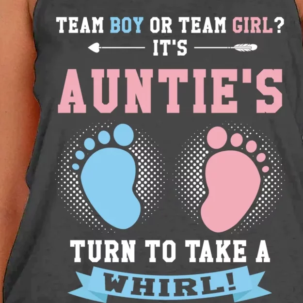 Team Or Team ? Its Aunties Gender Reveal Gift Women's Knotted Racerback Tank