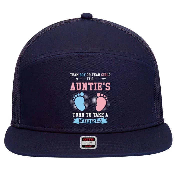 Team Or Team ? Its Aunties Gender Reveal Gift 7 Panel Mesh Trucker Snapback Hat