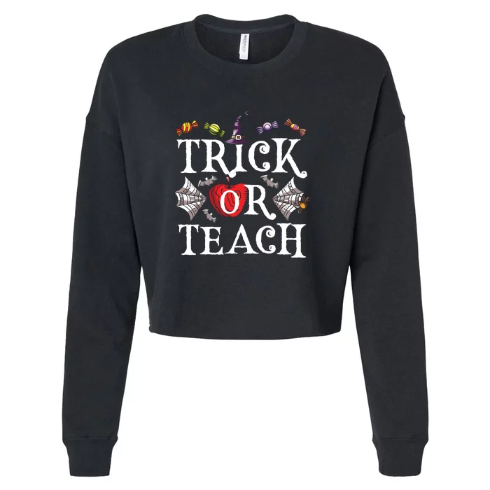 Trick Or Teach Spooky Teacher Halloween Costume Cropped Pullover Crew