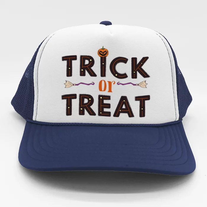 Trick Or Treat Witch Pumpkins Happy Halloween Trucker Hat