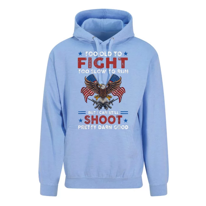 Too Old To Fight Too Slow To Run But I Can Still Shoot Unisex Surf Hoodie