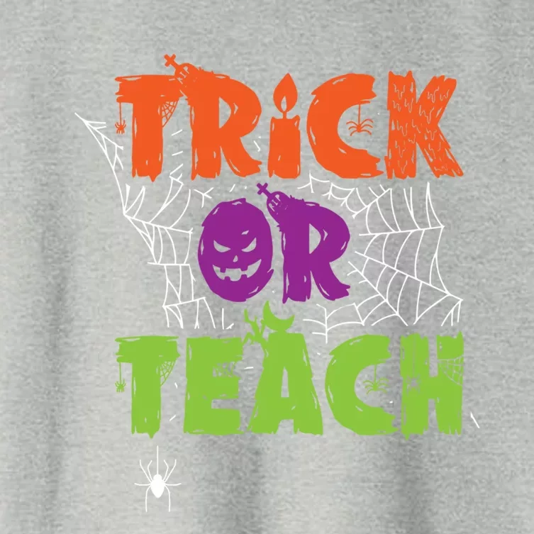 Trick Or Teach Lazy Halloween Costume Funny Teacher Pun Funny Gift Women's Crop Top Tee