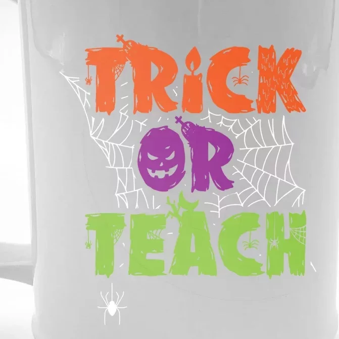 Trick Or Teach Lazy Halloween Costume Funny Teacher Pun Funny Gift Front & Back Beer Stein