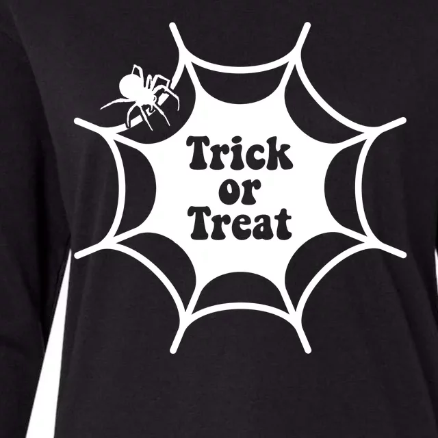 Trick Or Treat Spider Web Halloween Womens Cotton Relaxed Long Sleeve T-Shirt