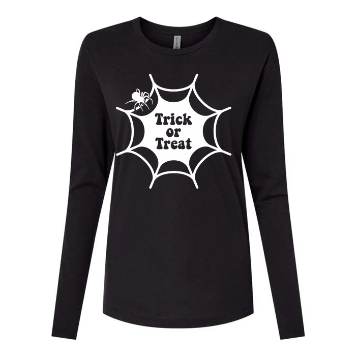 Trick Or Treat Spider Web Halloween Womens Cotton Relaxed Long Sleeve T-Shirt